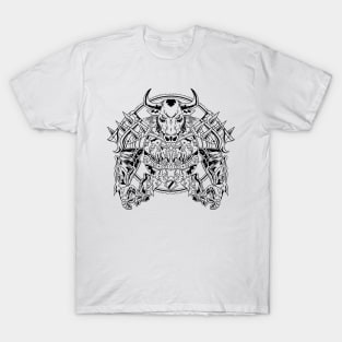 Bull Warrior Armor Lineart Outline T-Shirt